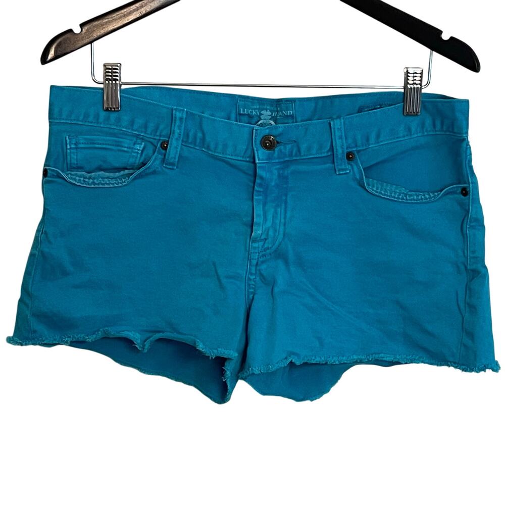 Lucky Brand Women’s Riley Jean Denim Shorts Aqua Blue Size‎ 10